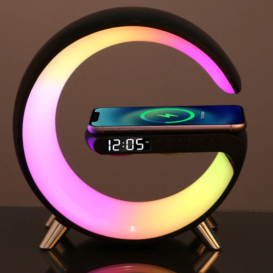 ✨ G Lamp with Wireless Charger ⚡ | Bluetooth Speaker 🎵 | Digital Clock ⏰ – 3-in-1 Smart Gadget