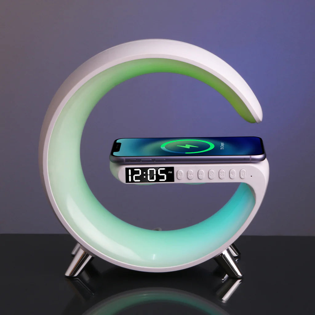 ✨ G Lamp with Wireless Charger ⚡ | Bluetooth Speaker 🎵 | Digital Clock ⏰ – 3-in-1 Smart Gadget