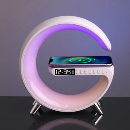 ✨ G Lamp with Wireless Charger ⚡ | Bluetooth Speaker 🎵 | Digital Clock ⏰ – 3-in-1 Smart Gadget