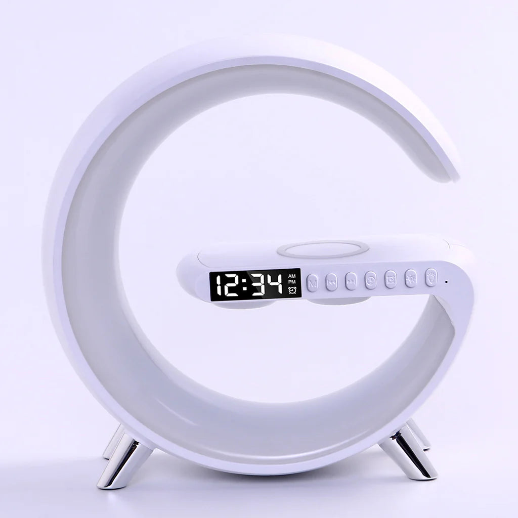 ✨ G Lamp with Wireless Charger ⚡ | Bluetooth Speaker 🎵 | Digital Clock ⏰ – 3-in-1 Smart Gadget